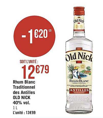rhum blanc traditionnel des antilles old nick
