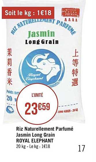 riz naturellement parfumé jasmin long grain royal éléphant