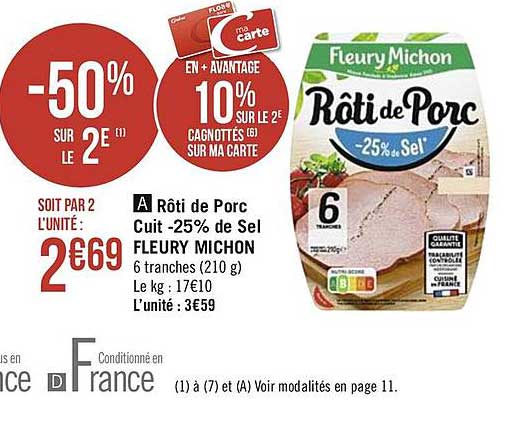 rôti de porc cuit -25% de sel fleury michon