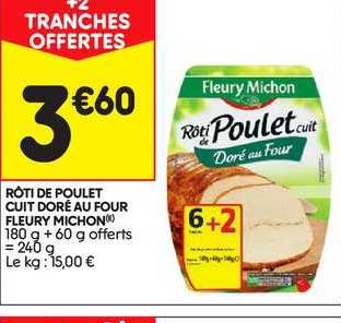 rôti de poulet cuit doré au four fleury michon