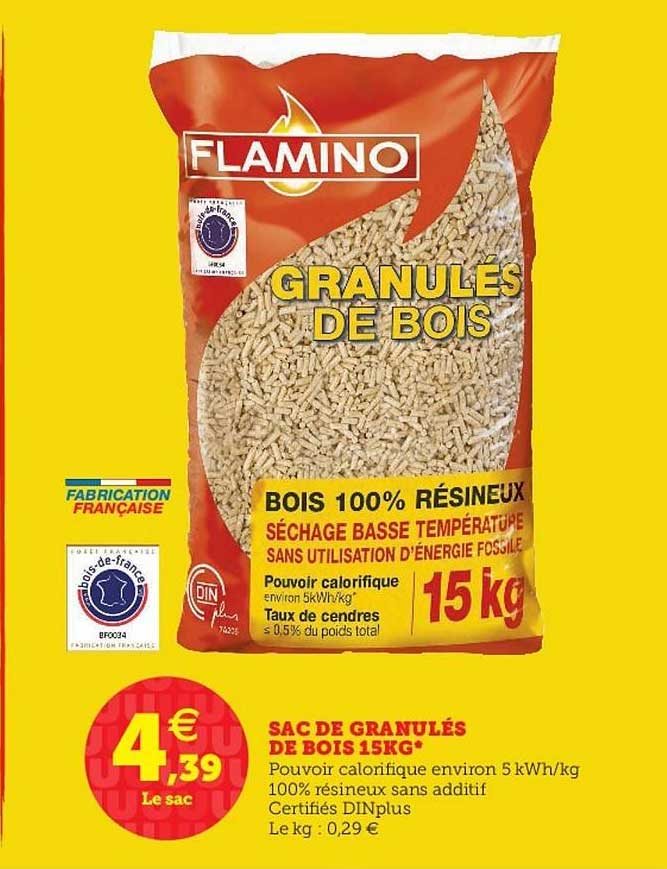 Sac De Granulés De Bois 15kg Flamino