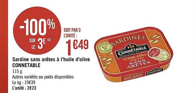 sardine sans arêtes à l'huile d'olive connetable