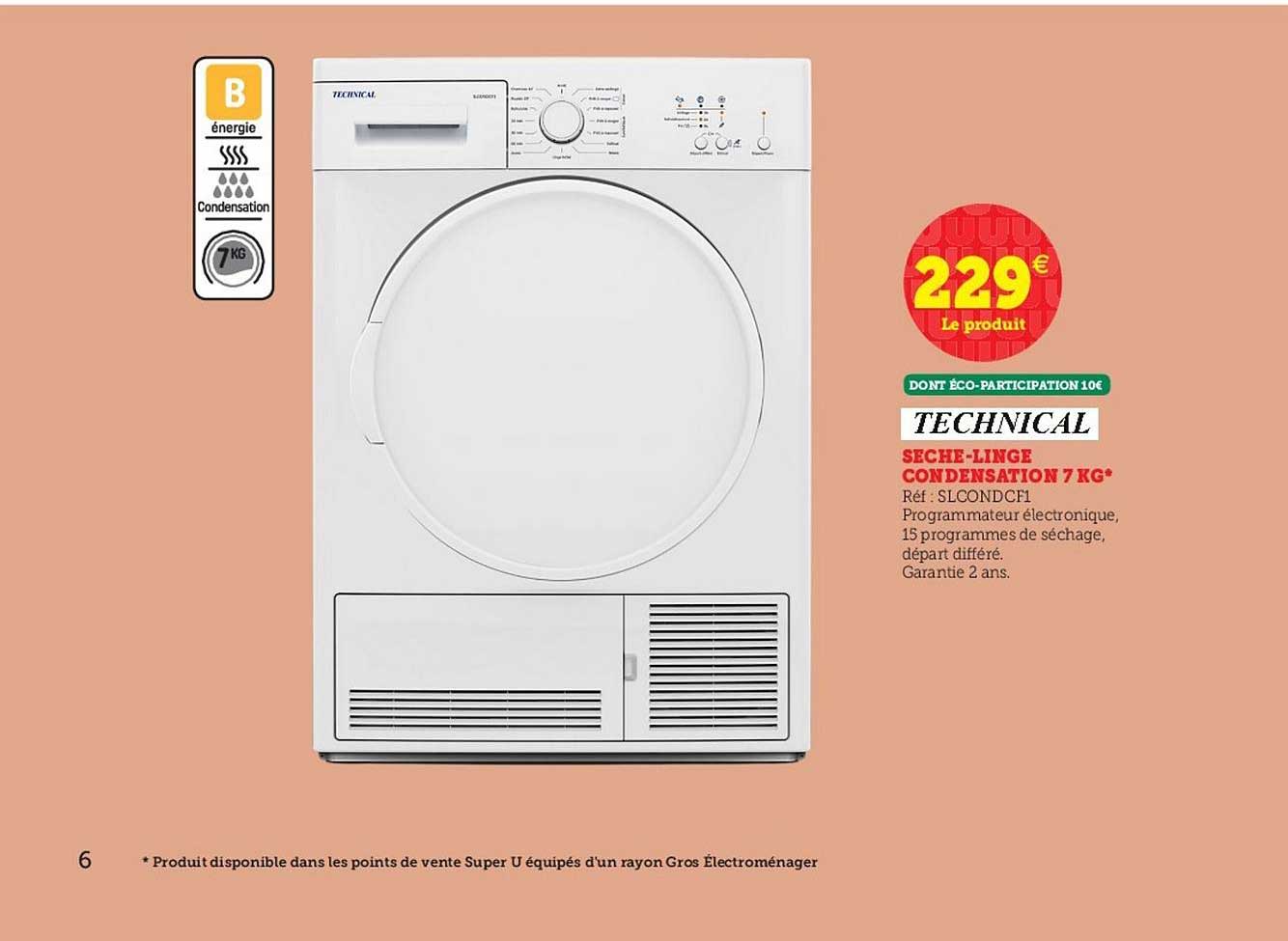 sèche-linge condensation 7 kg technical