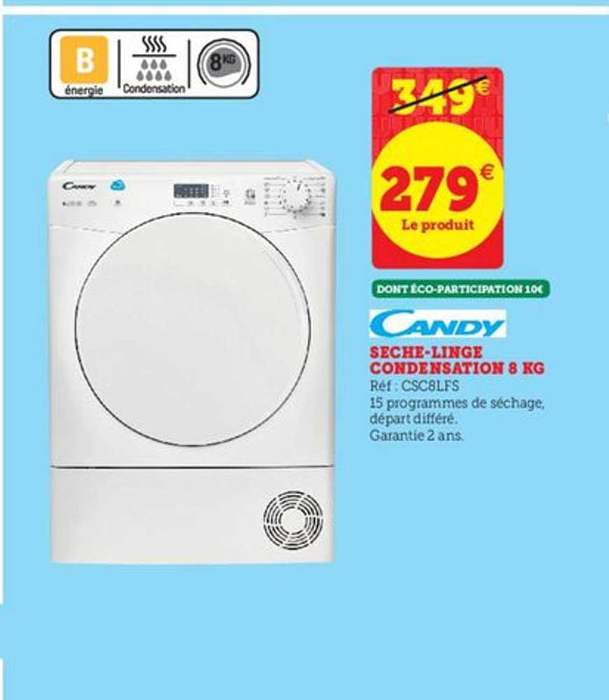 sèche-linge condensation 8 kg candy