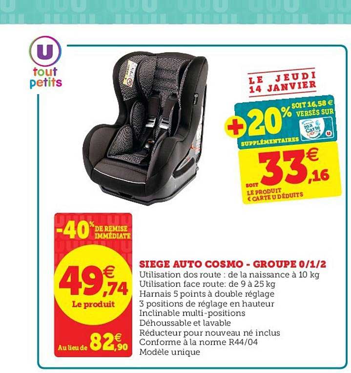 siège auto cosmo - groupe 0-1-2