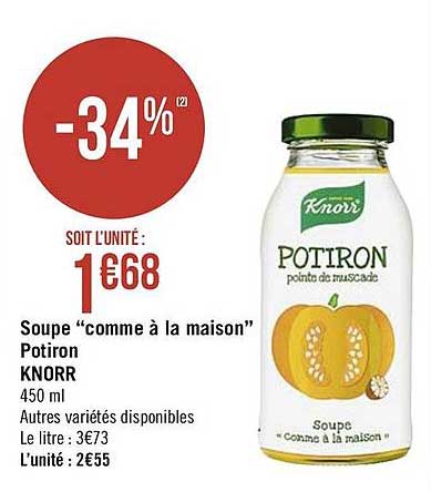soupe "comme à la maison" potiron knorr