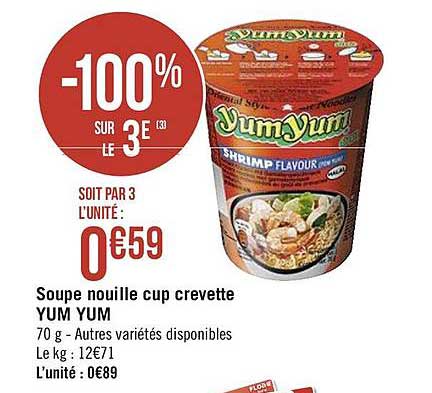 soupe nouille cup crevette yum yum