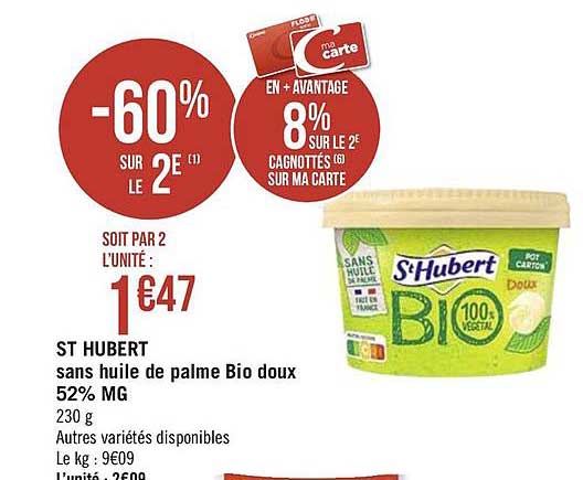 st hubert sans huile de palme bio doux 52% mg