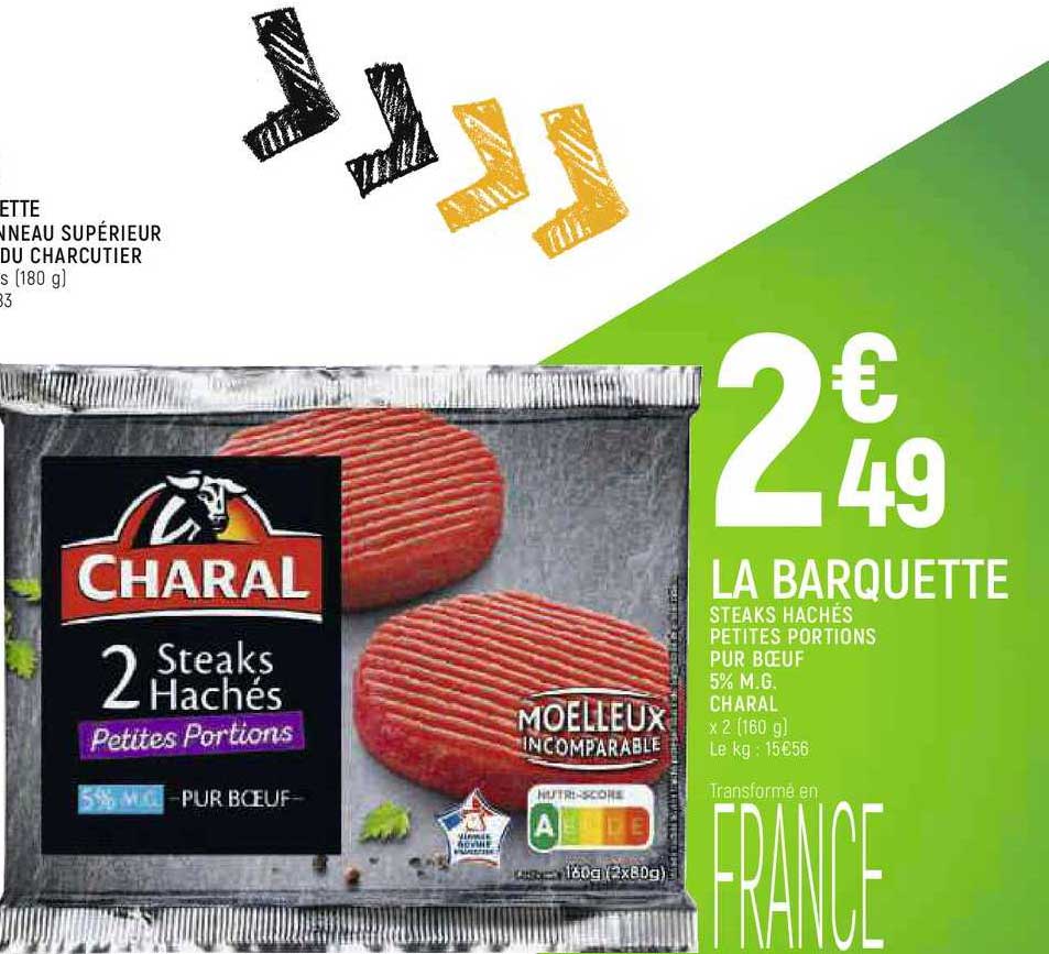 steaks hachés petites portions pur bœuf 5% m.g. charal