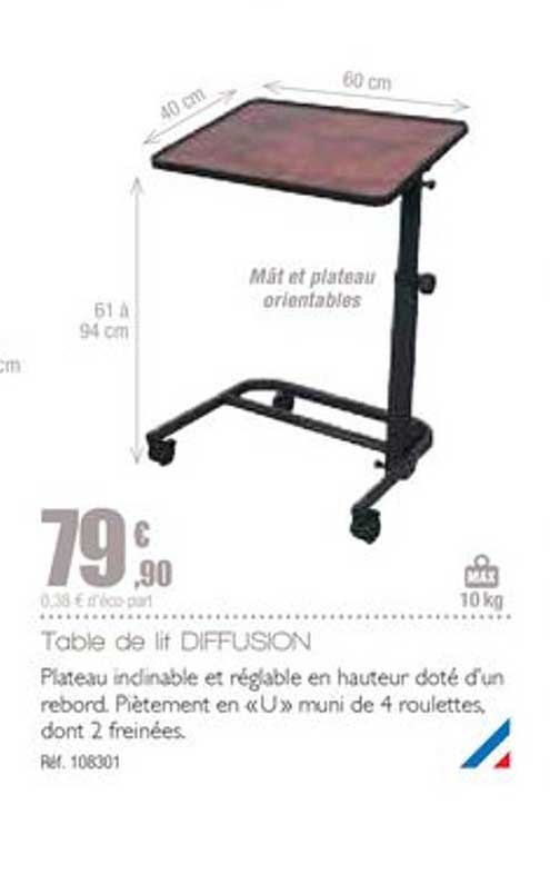 table de lit diffusion