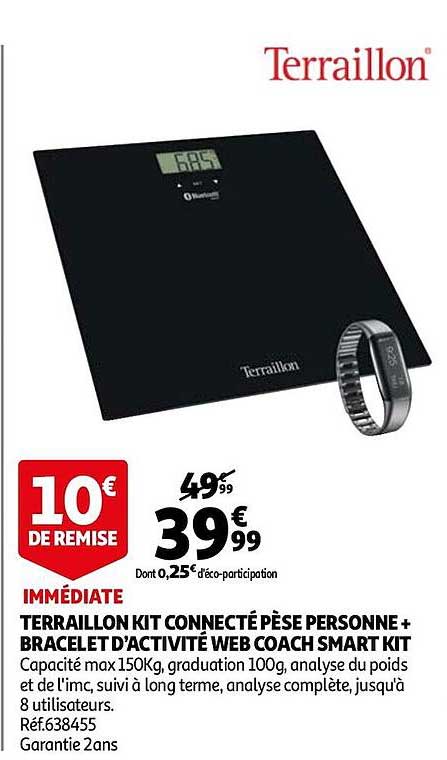 terraillon kit connecté pèse personne + bracelet d'activité web coach smart kit