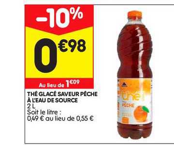 thé glacé saveur pêche à l'eau de source