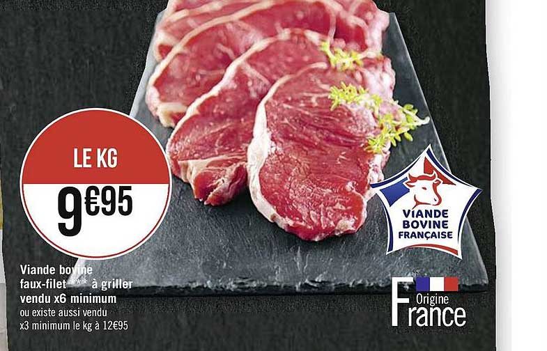 viande bovine faux-filet à griller vendu x6 minimum