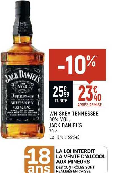 whiskey tennessee 40% vol. jack daniel's