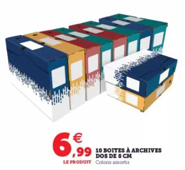 10 boîtes à archives dos de 8 cm