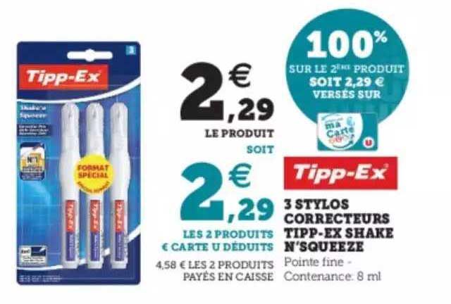 3 Stylos Correcteurs Tipp-ex Shake N'squeeze