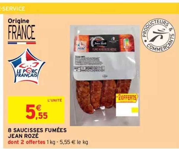 8 saucisses fumées jean rozé