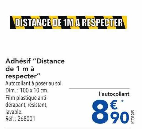 adhésif "distance de 1 m à respecter"