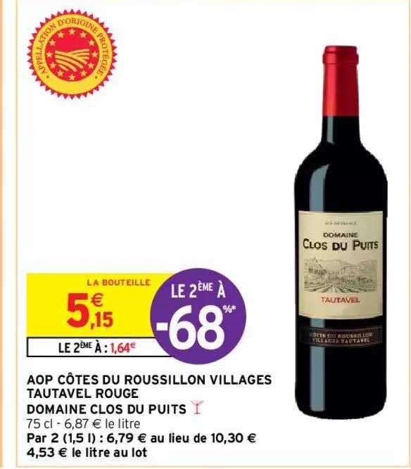 aop côtes du roussillon villages tautavel rouge domaine clos du puits