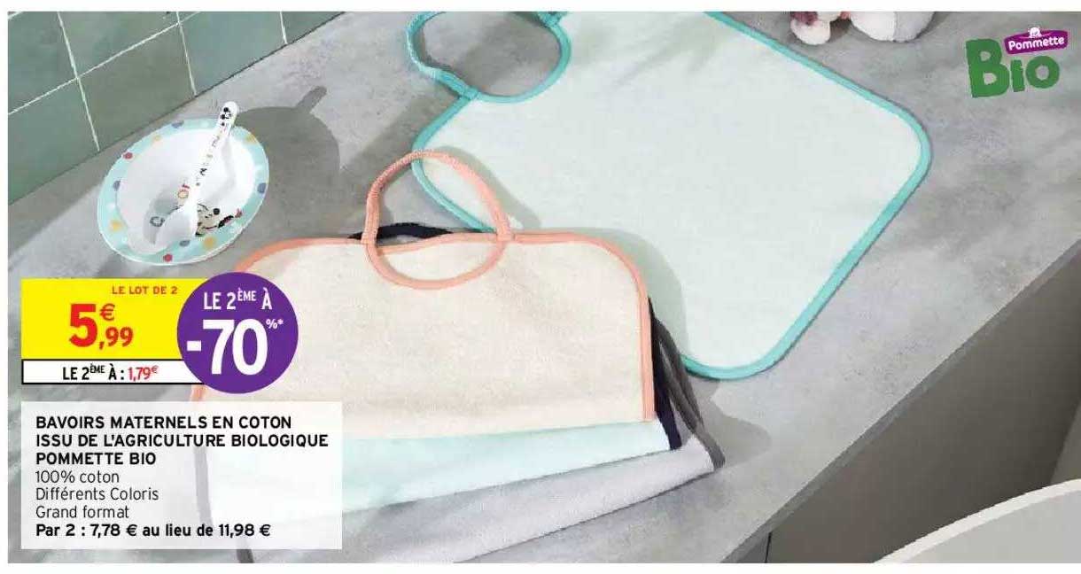 bavoirs maternels en coton issu de l'agriculture biologique pommette bio