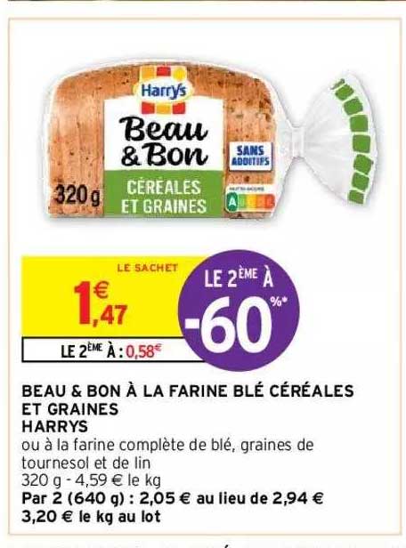 beau & bon à la  farine blé céréales et graines harrys