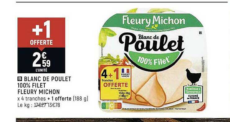 blanc de poulet 100% filet fleury michon