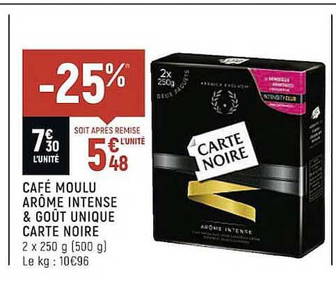 Café Moulu Arôme Intense & Goût Unique Carte Noire