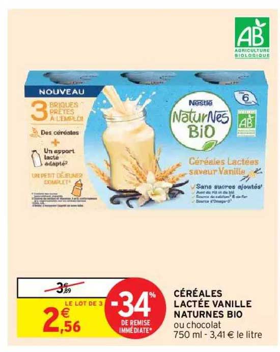 céréales lactée vanille naturnes bio