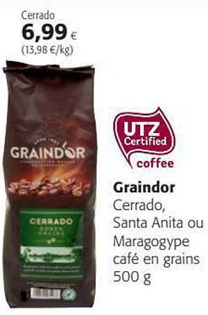 cerrado, santa anita ou maragogype café en grains