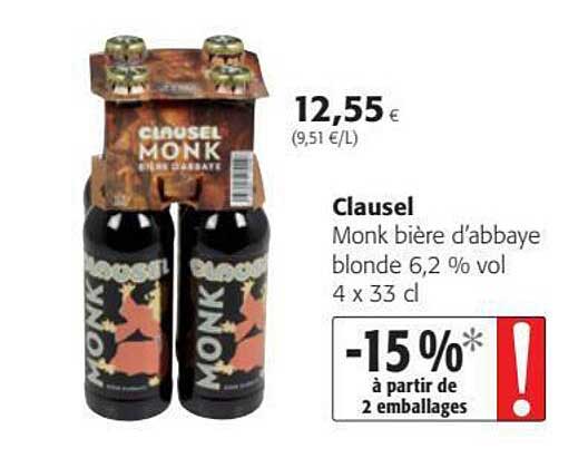 clausel monk bière d'abbaye blonde 6,2% vol.