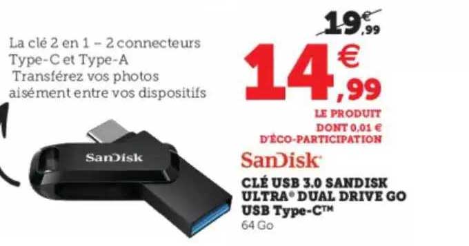 clé usb 3.0 sandisk ultra dual drive go usb type-c