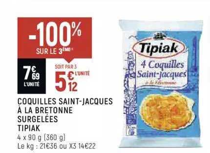 coquilles saint-jacques à la bretonne surgelées tipiak