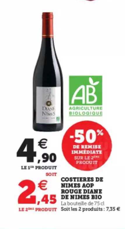 costières de nîmes aop rouge diane de nîmes bio