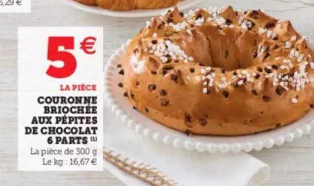 couronne briochée aux pépites de chocolat 6 parts