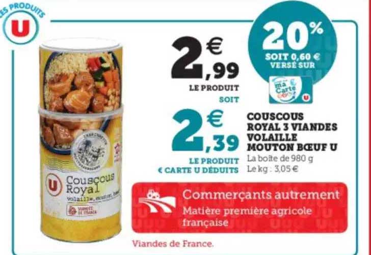 couscous royal 3 viandes volaille mouton bœuf u