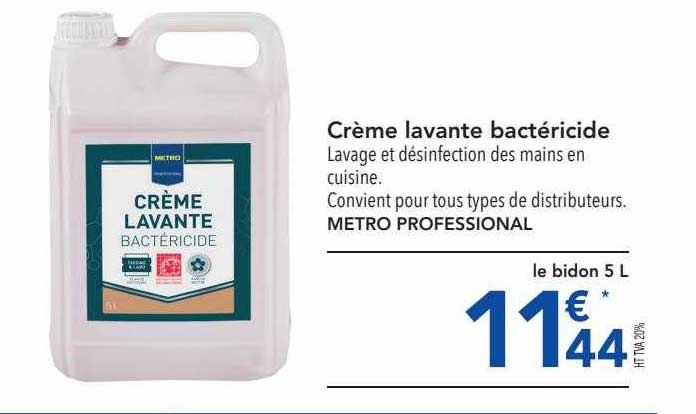 crème lavante bactéricide metro professional