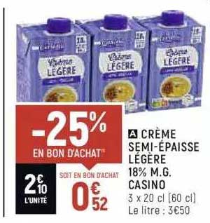 crème semi-épaisse légère 18% m.g. casino