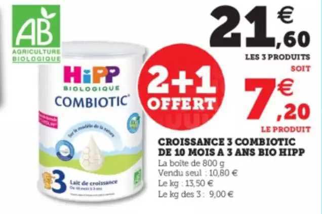 croissance 3 combiotic de 10 mois à 3 ans bio hipp