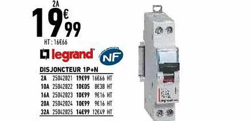 Disjoncteur 1p+n Legrand