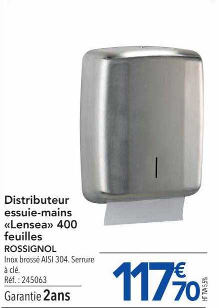 distributeur essuie-mains "lensea" 400 feuilles rossignol