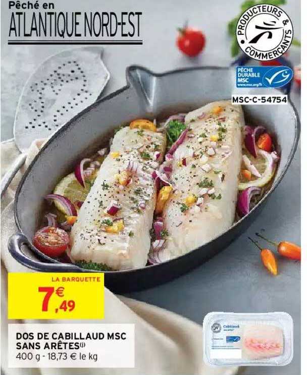 dos de cabillaud msc sans arêtes