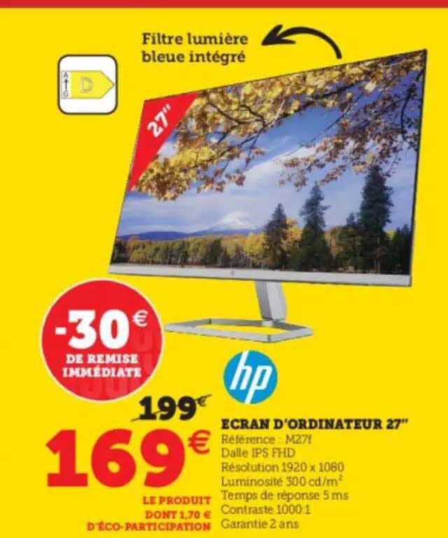 écran d'ordinateur 27" hp