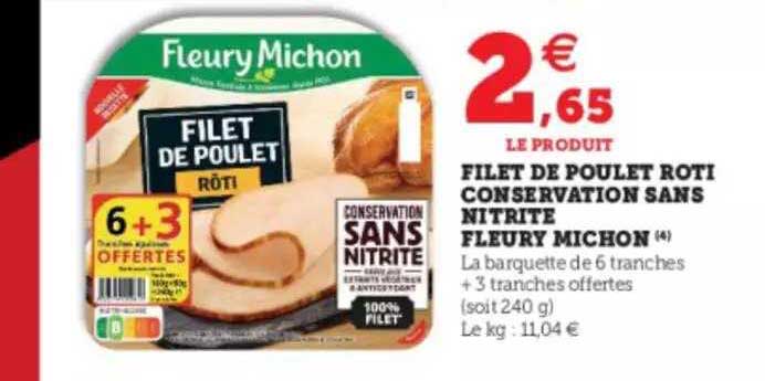 filet de poulet rôti conservation sans nitrite fleury michon