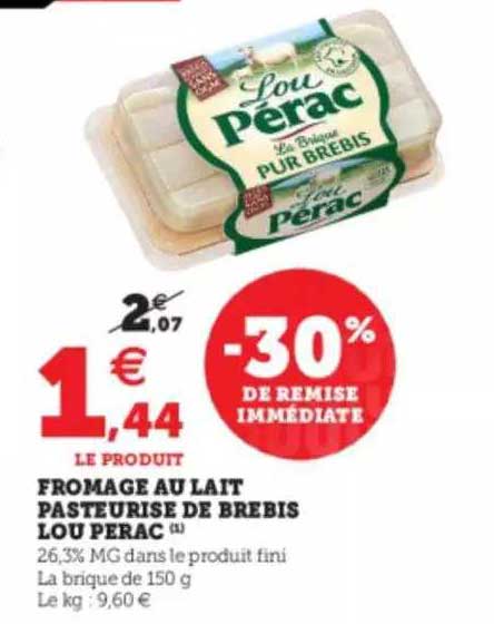 fromage au lait pasteurisé de brebis lou pérac