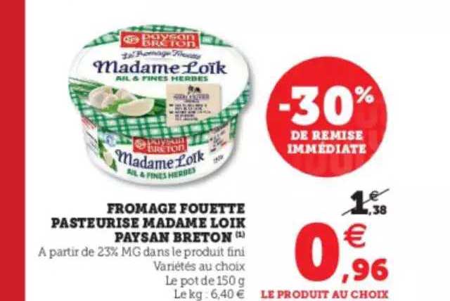 Fromage Fouetté Pasteurisé Madame Moïk Paysan Breton
