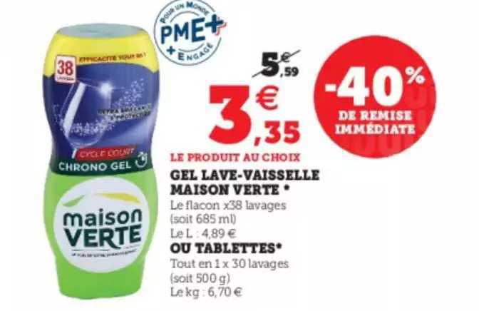 gel lave-vaisselle maison verte ou tablettes