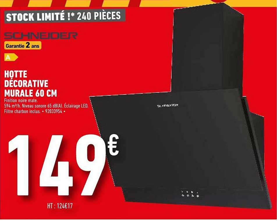 hotte décorative murale 60 cm schneider