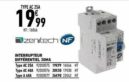interrupteur différentiel 30la zenitech