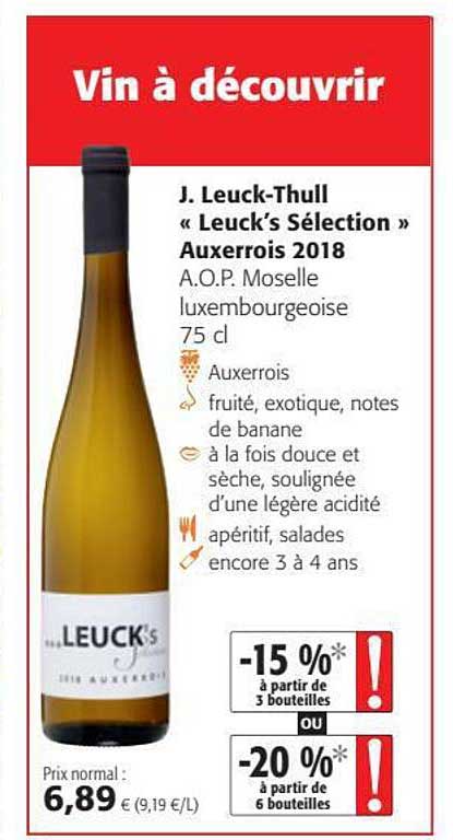 j. leuck-thull "leuck's sélection" auxerrois 2018 a.o.p. moselle luxembourgeoise