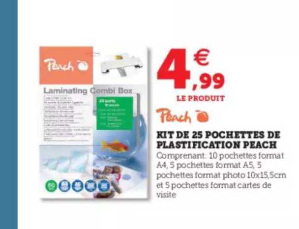 kit de 25 pochettes de plastification peach